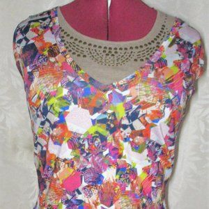 Isabel+Alice colorful geometric high low dress 4X